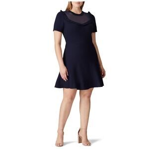 Draper James NWT Sheer Yoke A-Line Sweater Dress Nassau Navy, XL